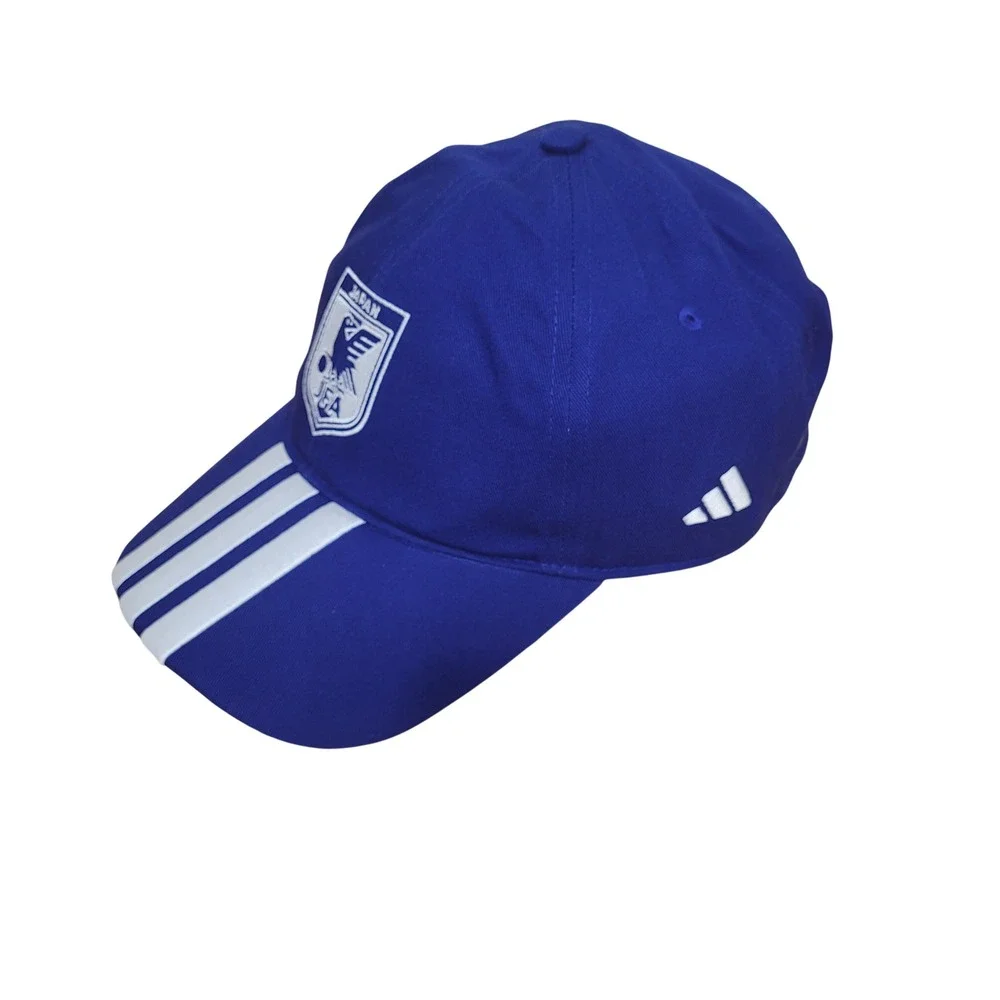 Adidas Japan JFA National Team Soccer Hat Blue White Three Stripe Adjustable Cap